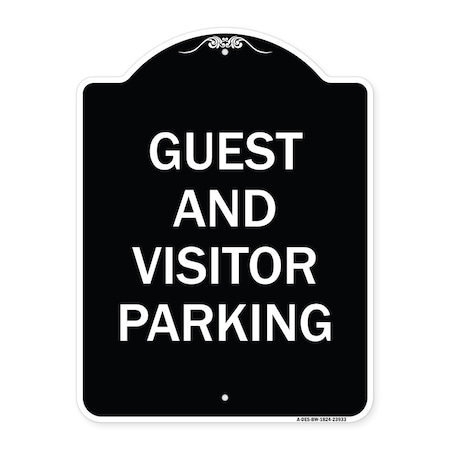 Signmission Guest and Visitor Parking Heavy-Gauge Aluminum Architectural Sign, 24" x 18", BW-1824-23933 A-DES-BW-1824-23933